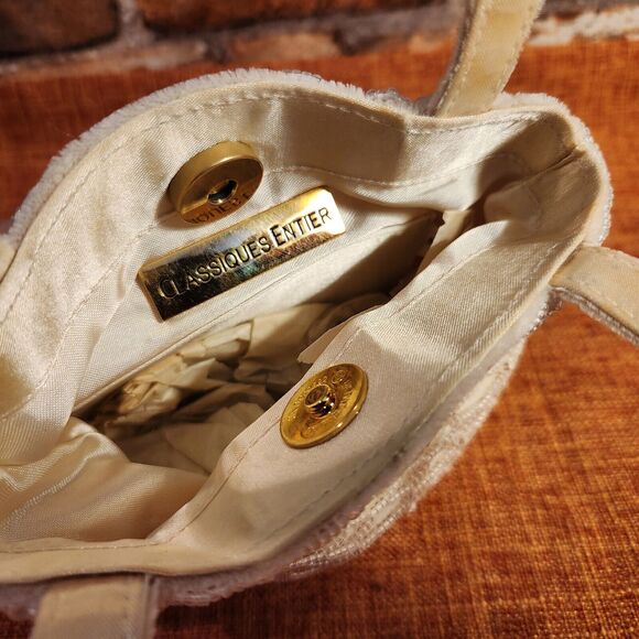 Vintage Cream/White Velvet Beaded Evening/Formal Purse/Bag - Gorgeous! - Picture 5 of 9